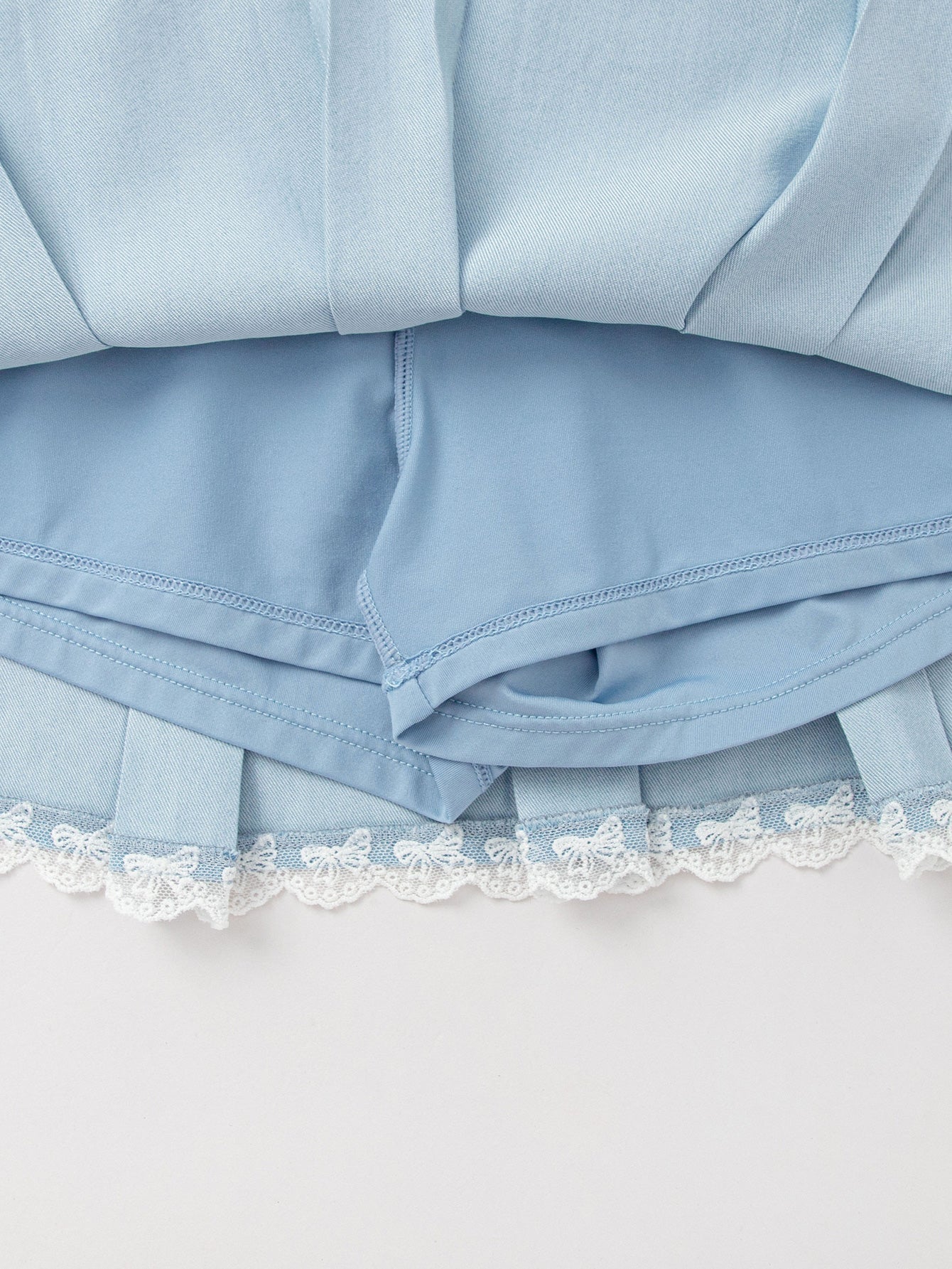Balabala Girls Trim Pleated Skirt Light Blue