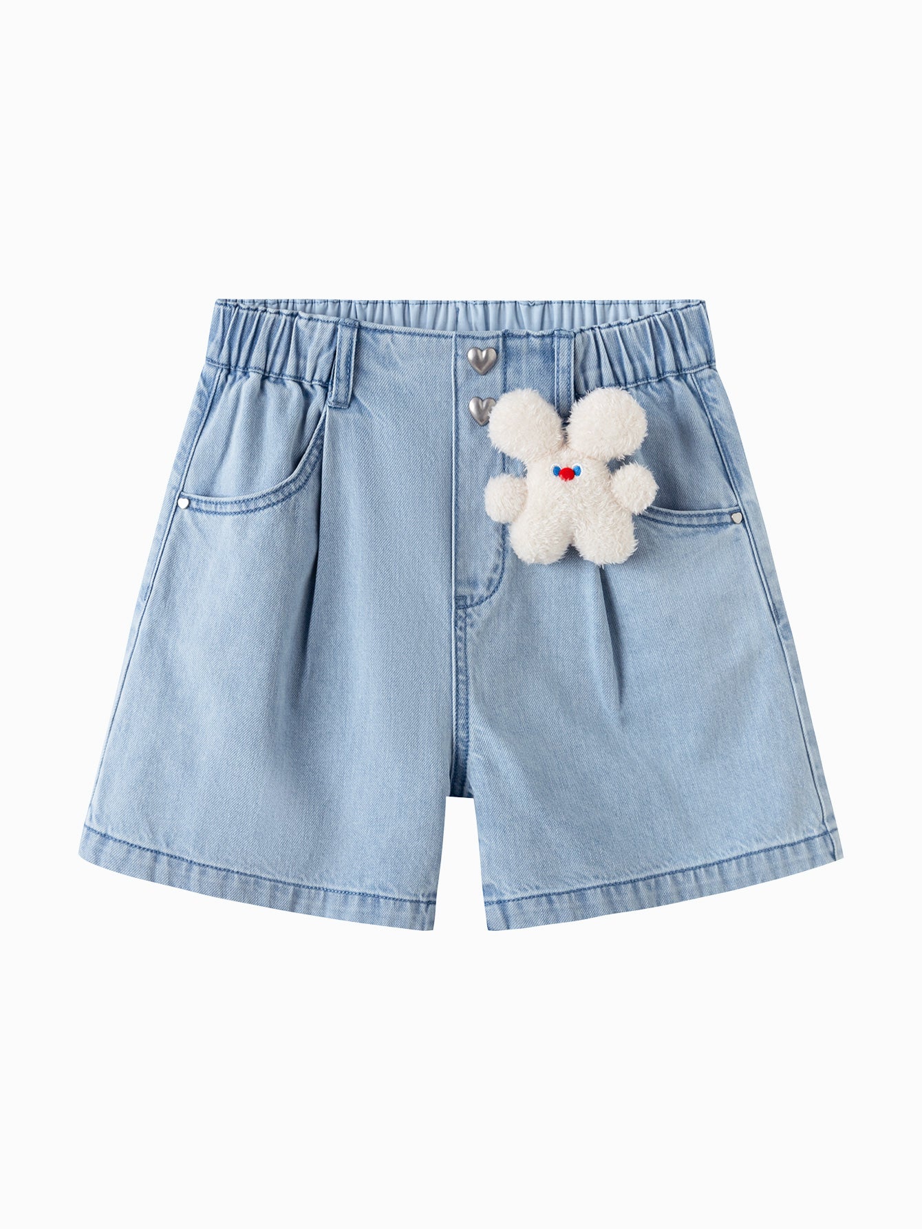 Balabala Girls Flower Denim Shorts Pink,Light Blue