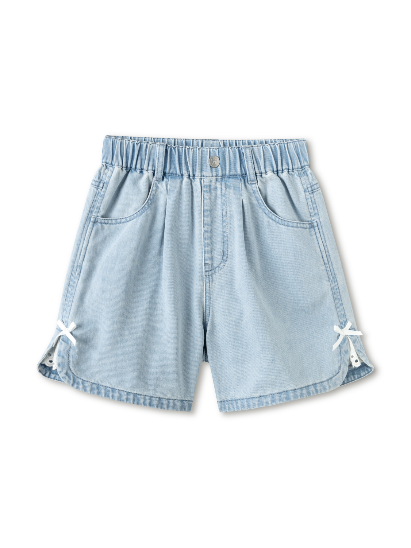 Balabala Girls Bow Shorts Light Blue,Cream White