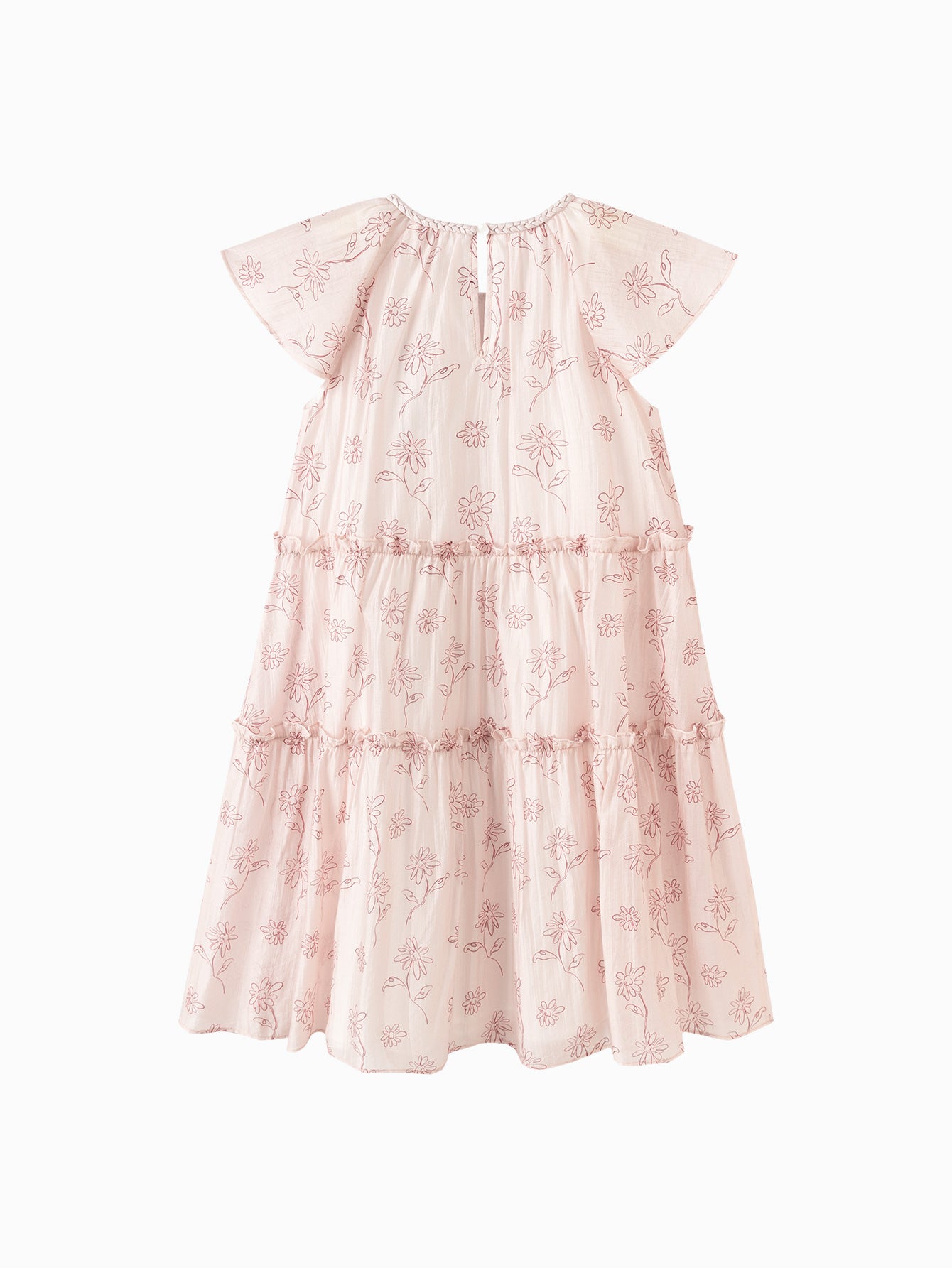 Balabala Girls Floral Tiered Dress Pink,White
