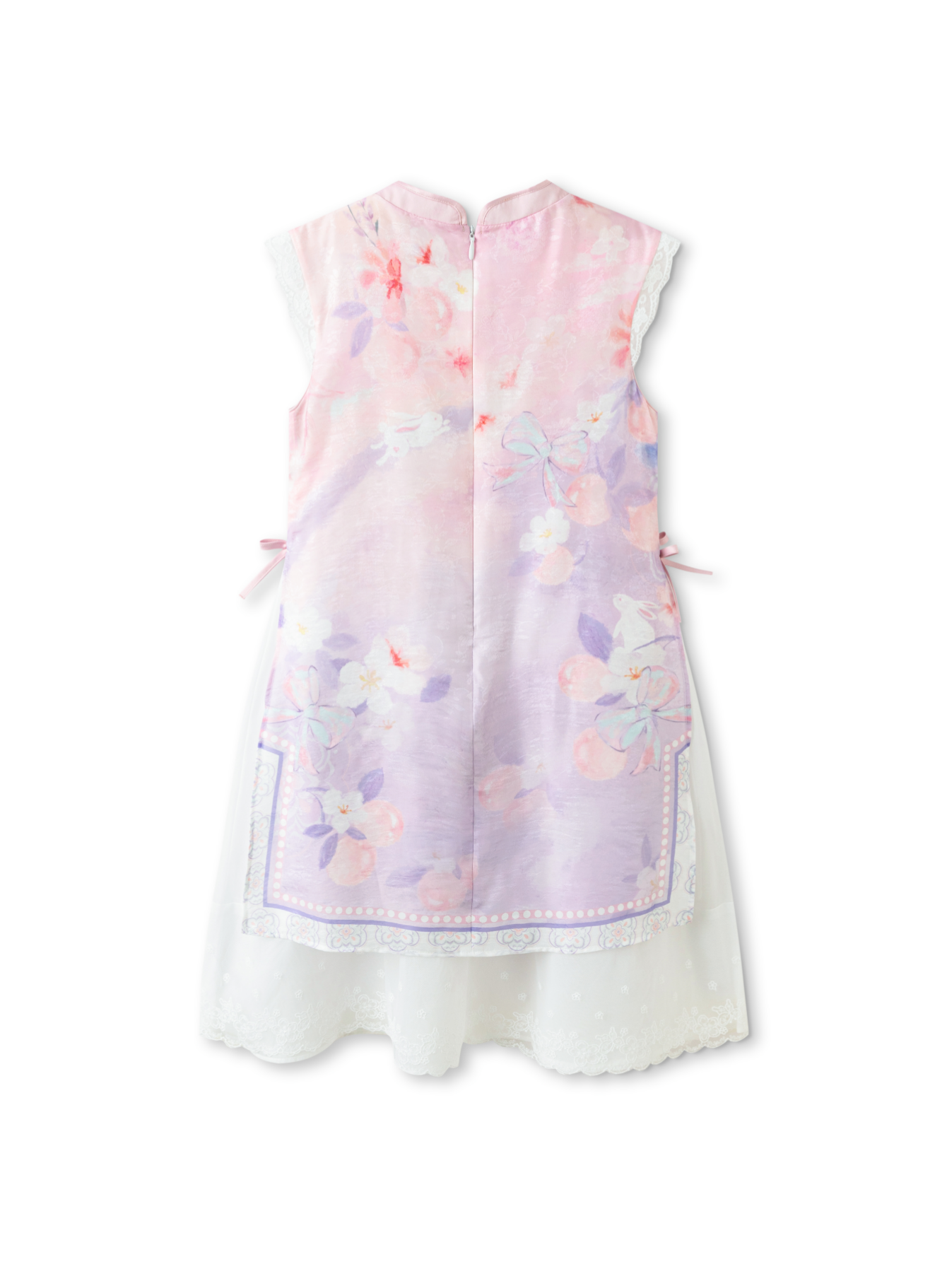 Balabala Girls Floral Layered Dress Purple