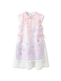 Balabala Girls Floral Layered Dress Purple