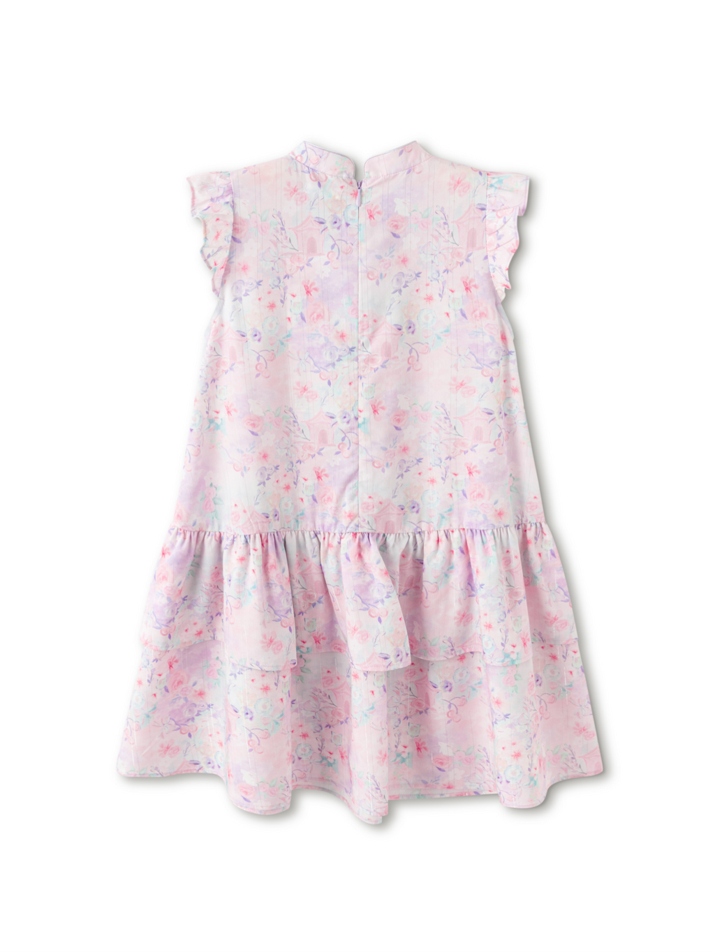 Balabala Girls Floral Tiered Dress Purple,Blue