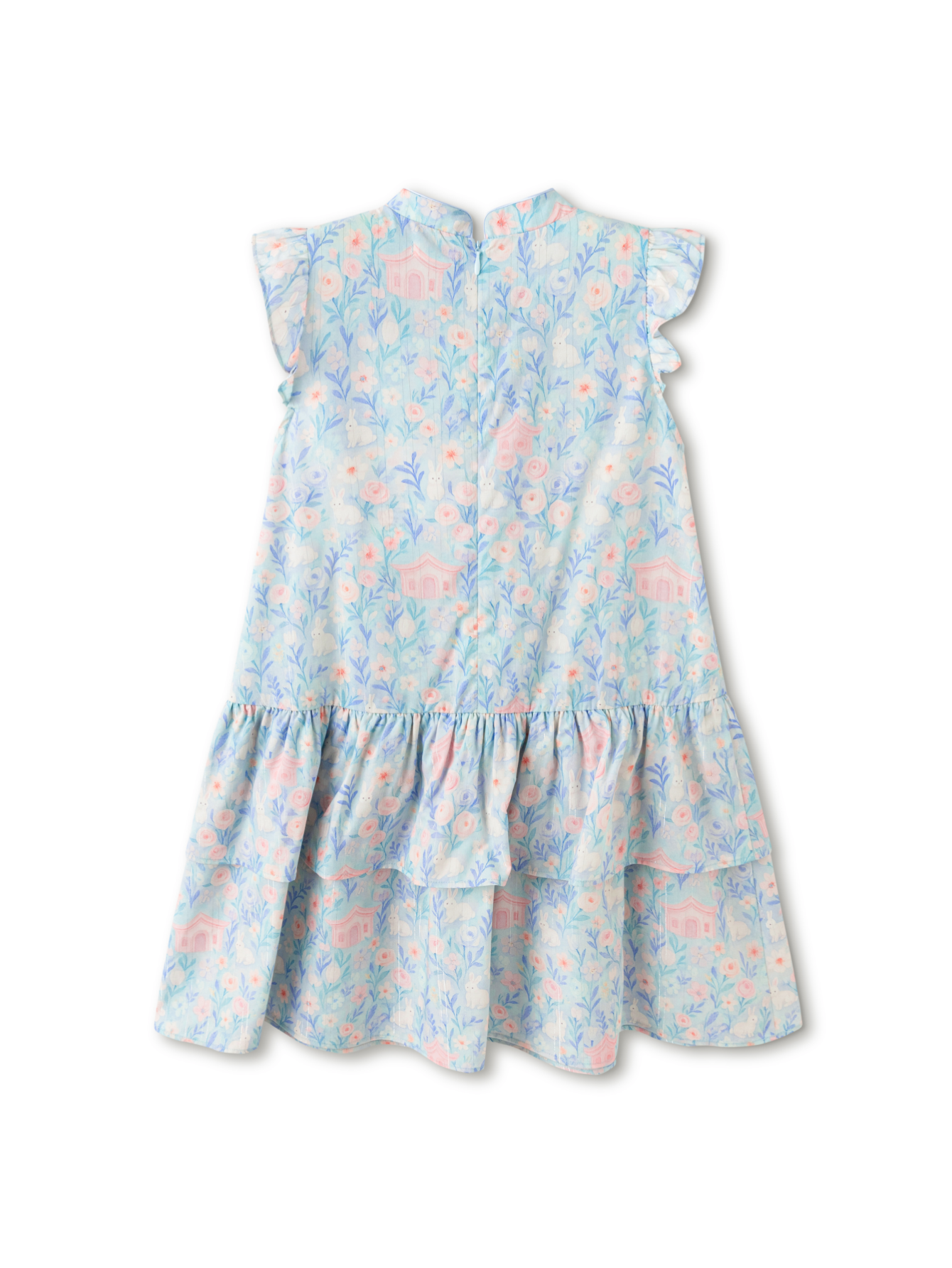 Balabala Girls Floral Tiered Dress Purple,Blue