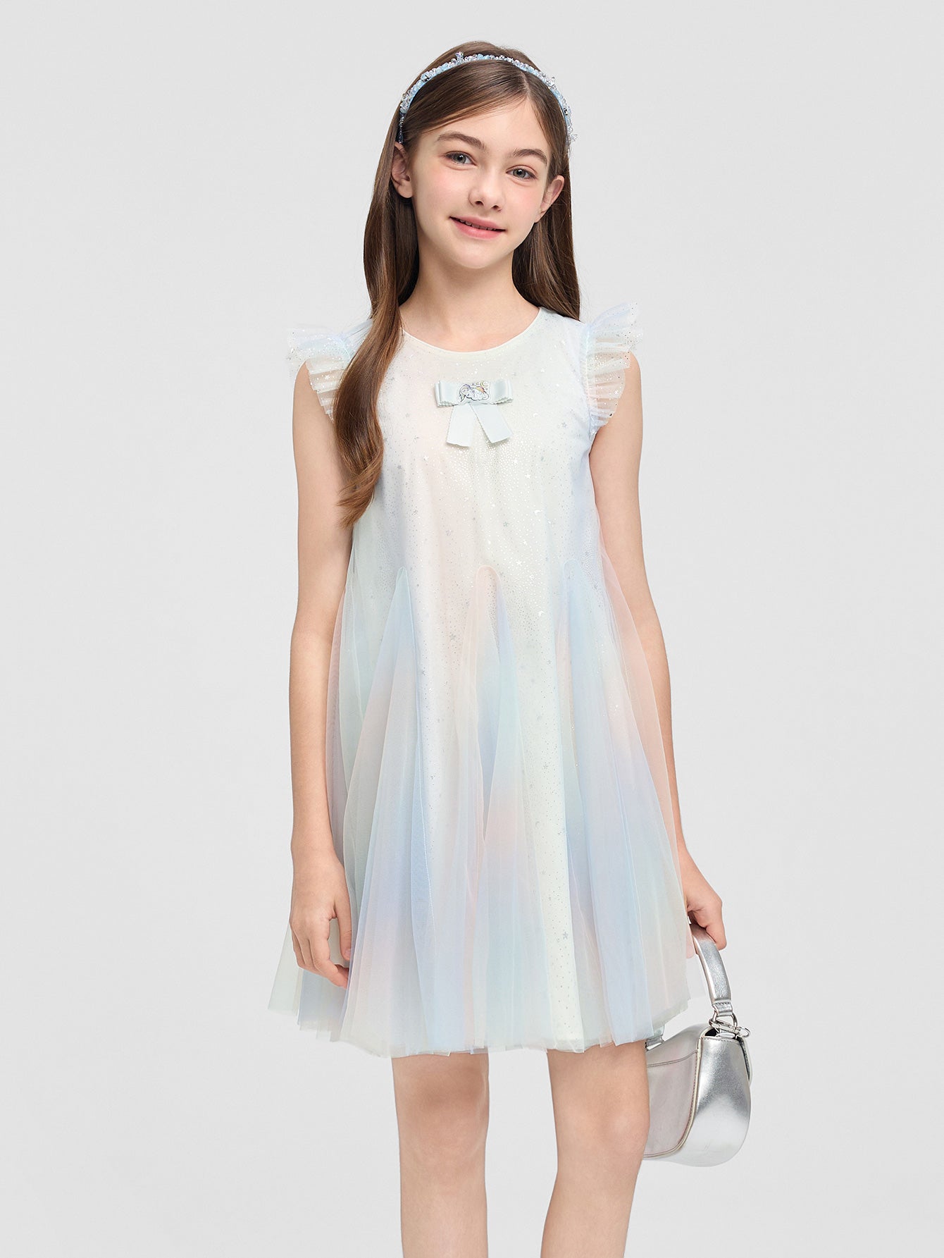 Balabala Girls Gradient Tulle Dress Blue,Pink