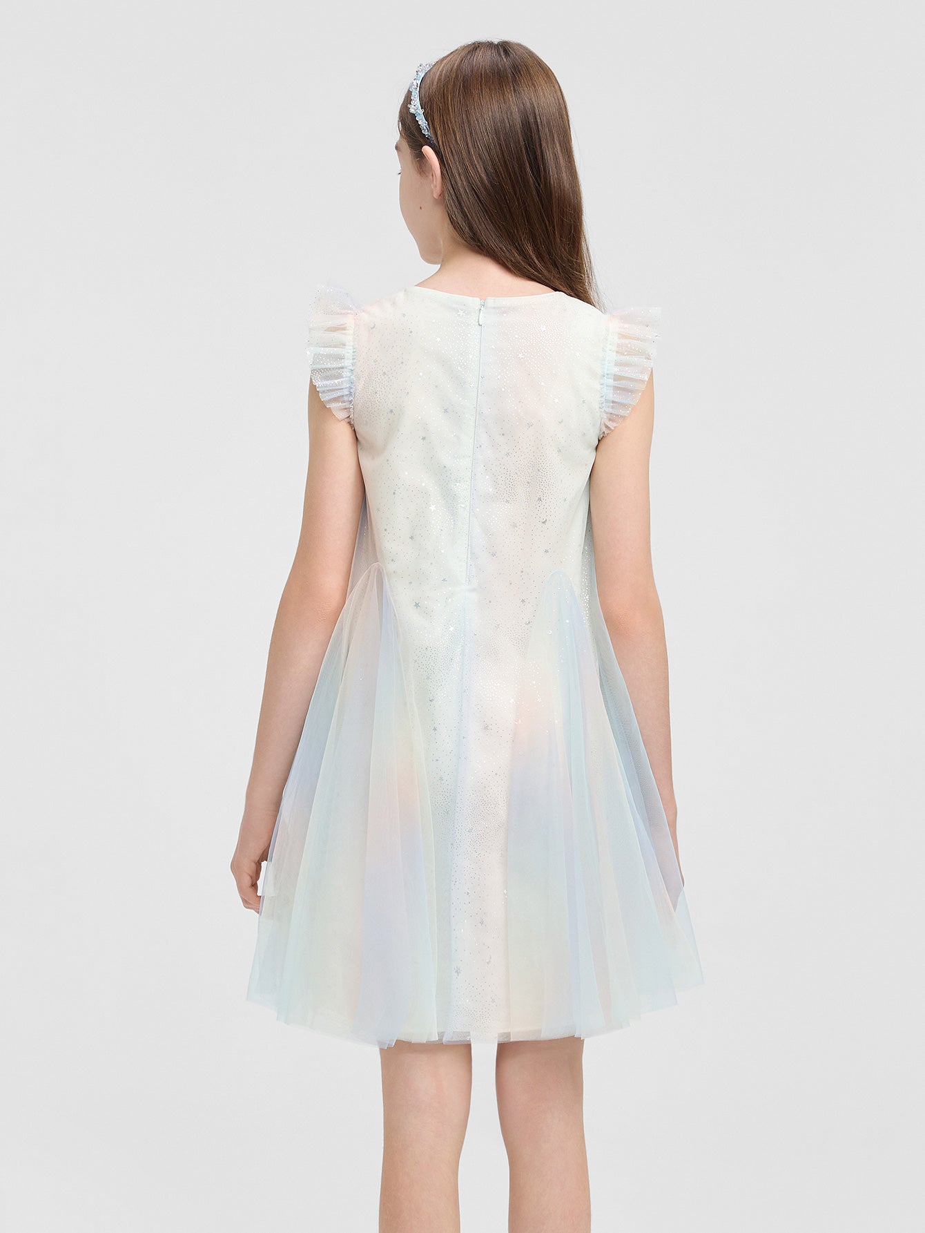 Balabala Girls Gradient Tulle Dress Blue,Pink