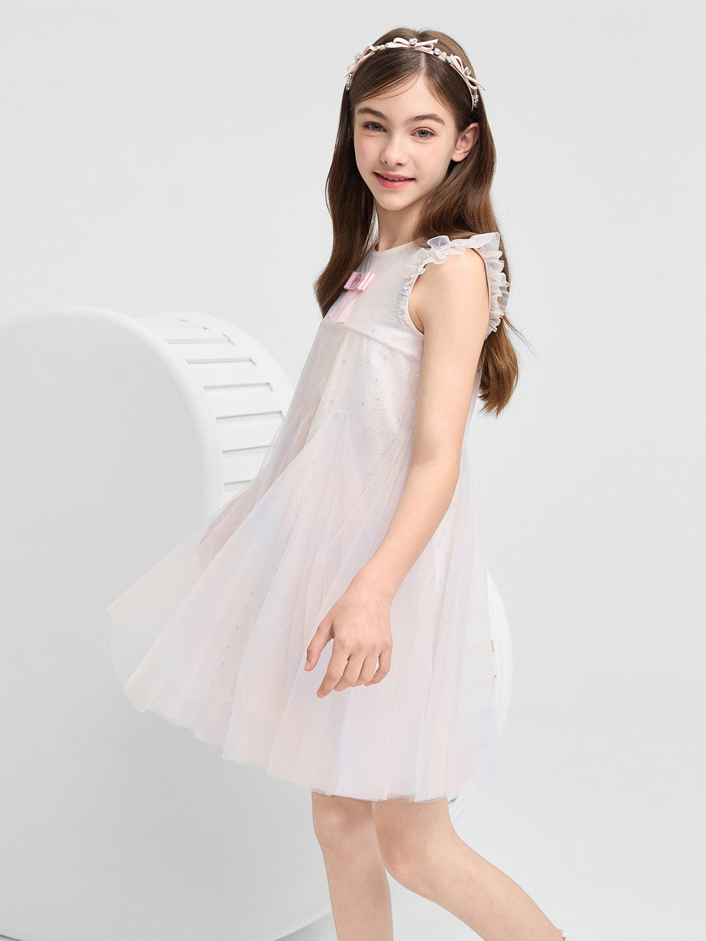 Balabala Girls Gradient Tulle Dress Blue,Pink