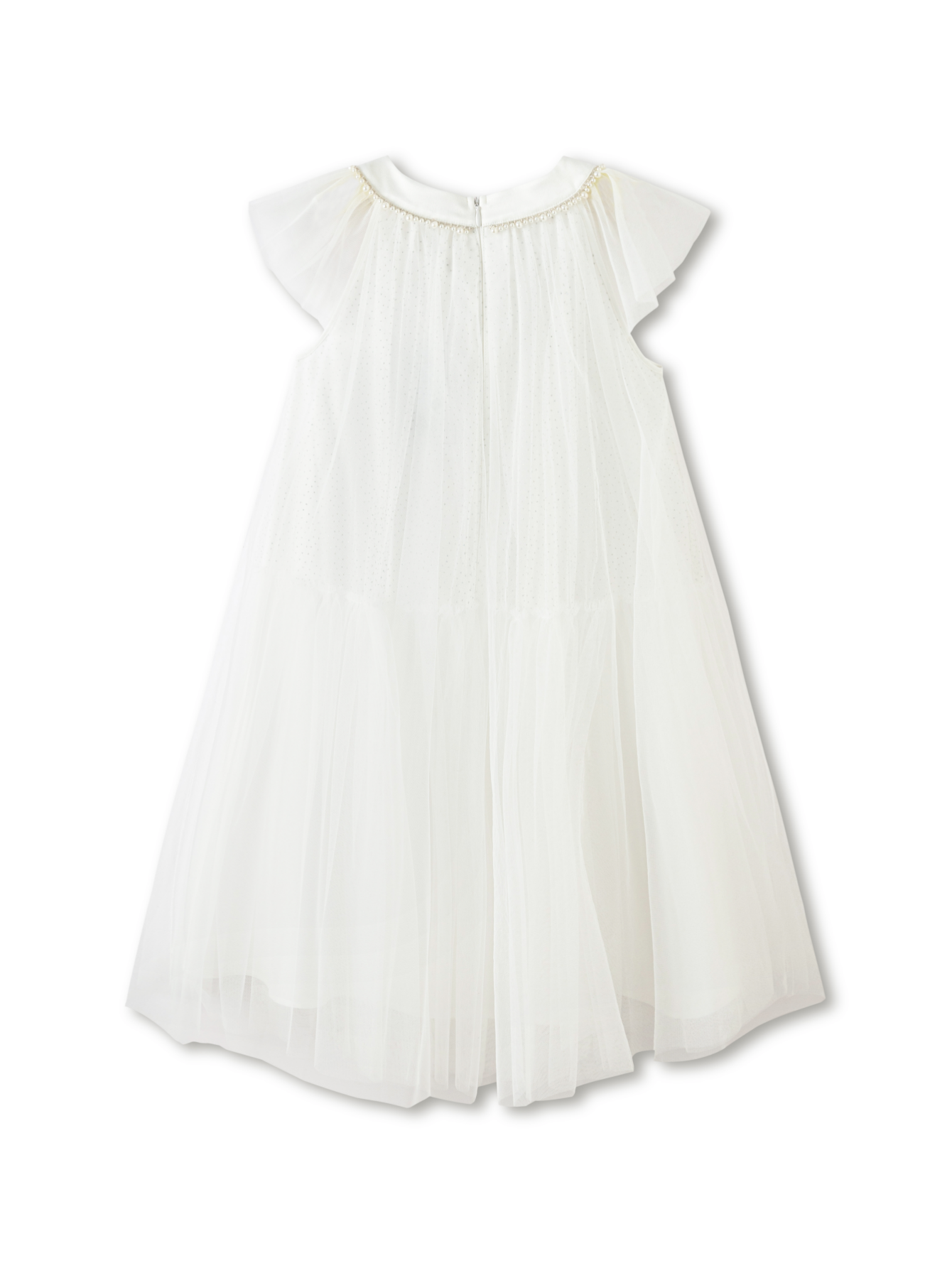 Balabala Girls Pleated Chiffon Dress White