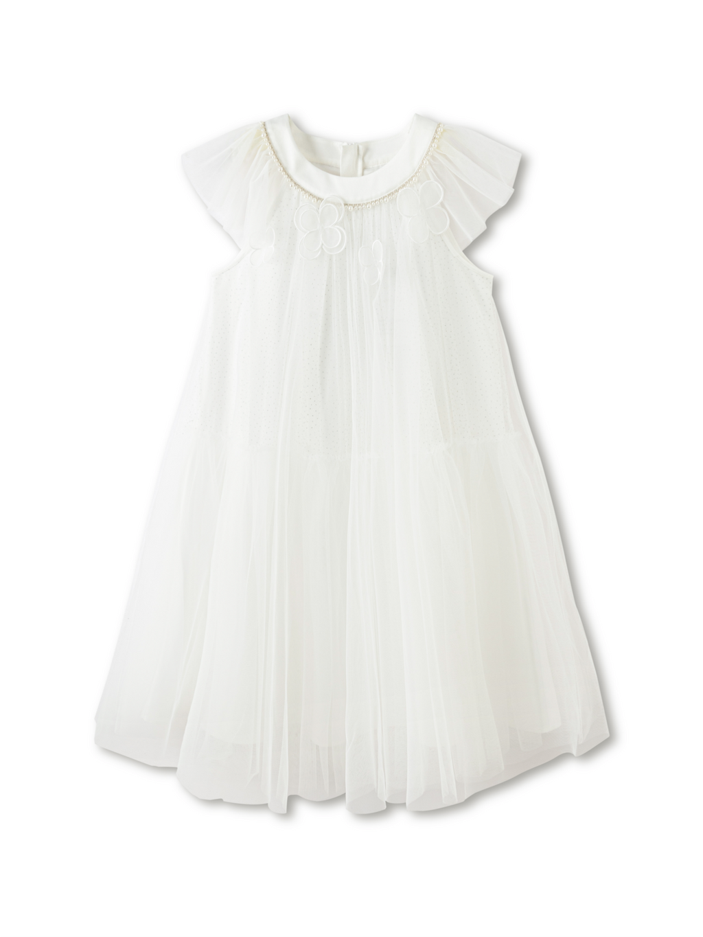 Balabala Girls Pleated Chiffon Dress White