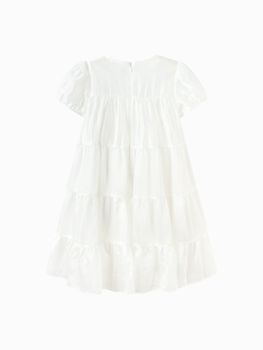 Balabala Girls Embroidered Tiered Dress White