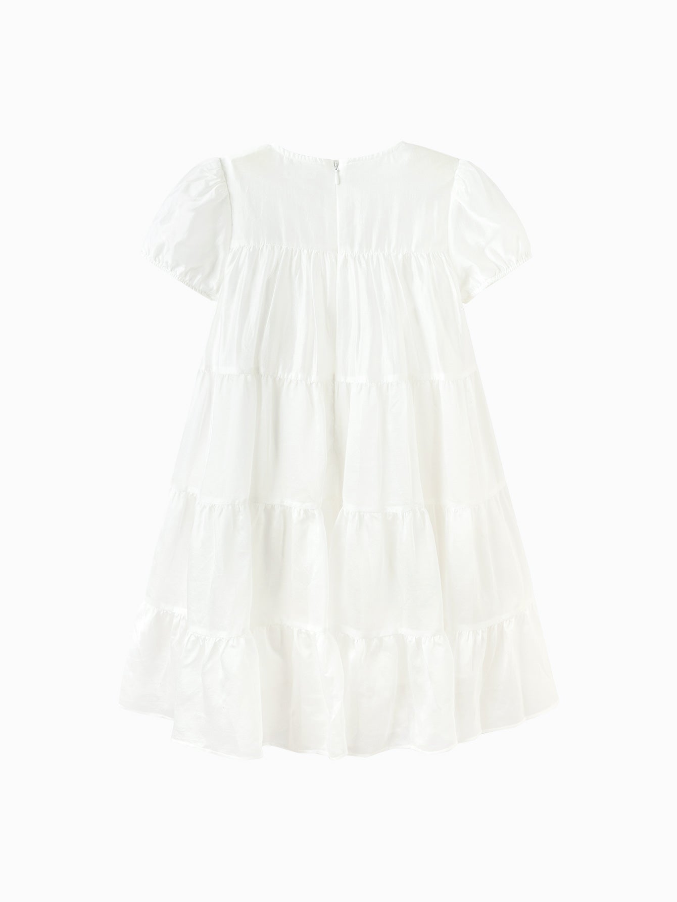 Balabala Girls Embroidered Tiered Dress White
