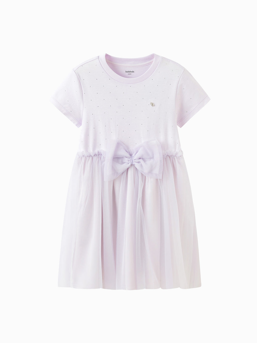 Balabala Girls Bow Tulle Dress White,Purple