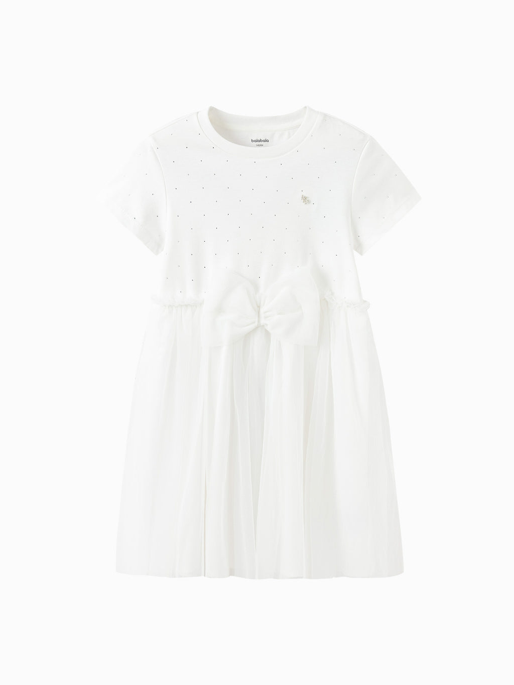 Balabala Girls Bow Tulle Dress White,Purple