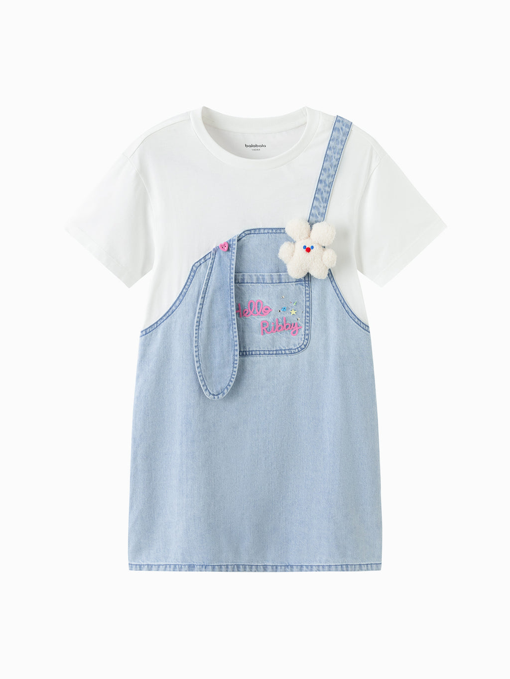 Balabala Girls Hello Kitty Denim Dress Set Light Blue