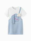 Balabala Girls Hello Kitty Denim Dress Set Light Blue