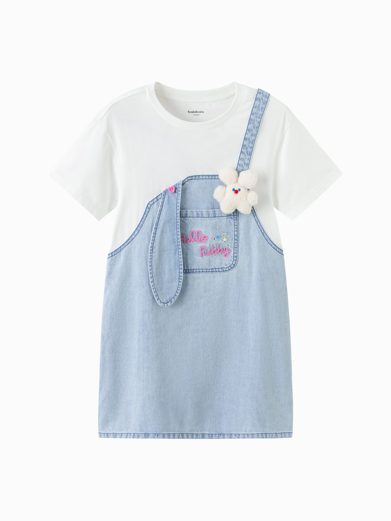 Balabala Girls Hello Kitty Denim Dress Set Light Blue