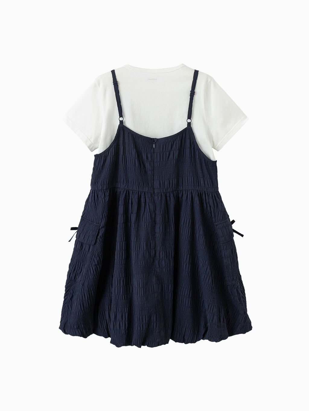Balabala Girls Layered Dress Set Blue White,Navy White