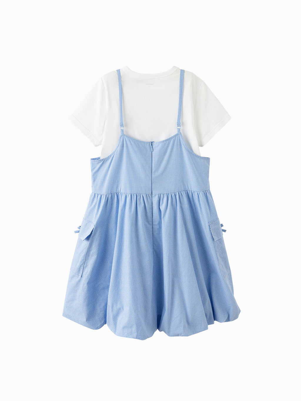 Balabala Girls Layered Dress Set Blue White,Navy White