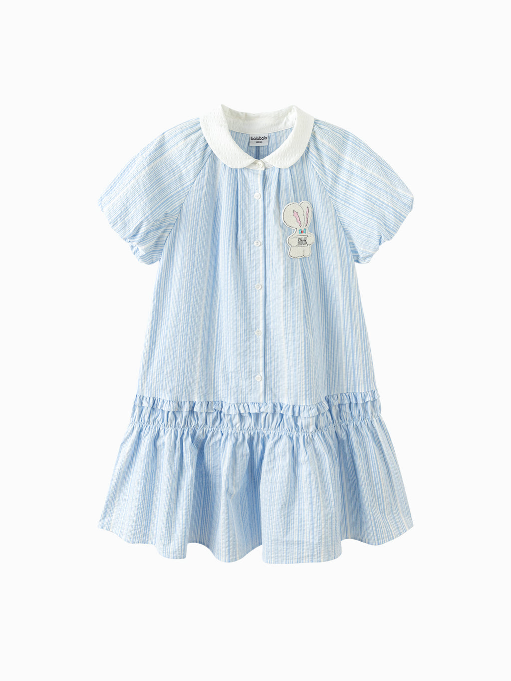 Balabala Girls Rabbit Patch Dress Blue White