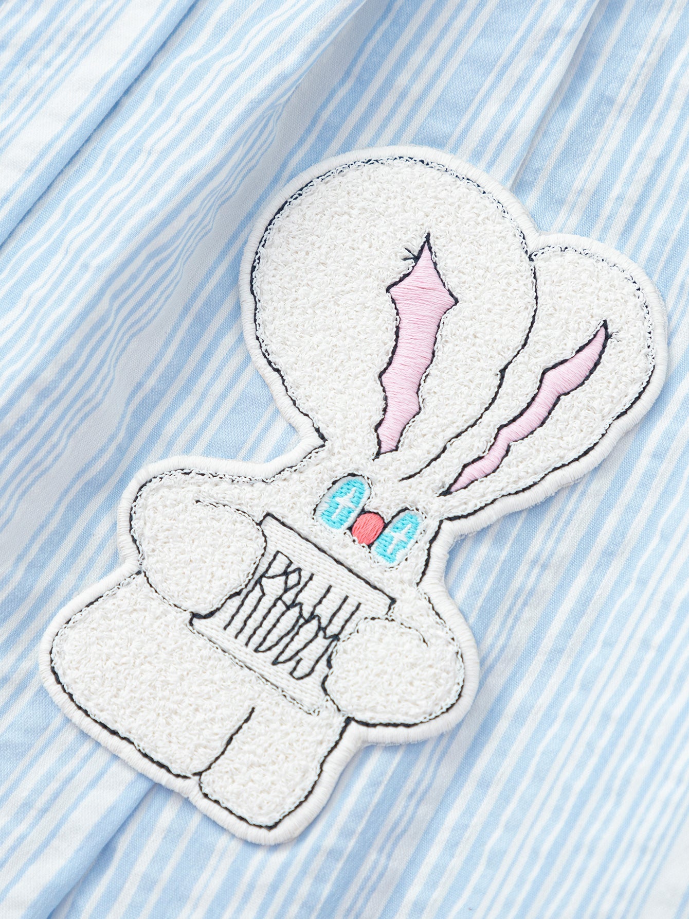 Balabala Girls Rabbit Patch Dress Blue White
