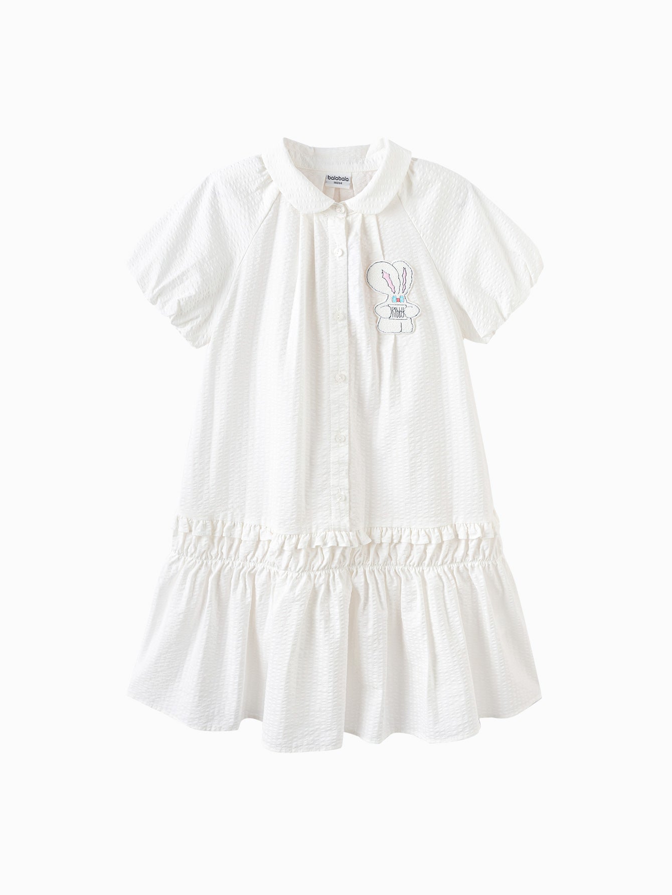 Balabala Girls Rabbit Patch Dress Blue White