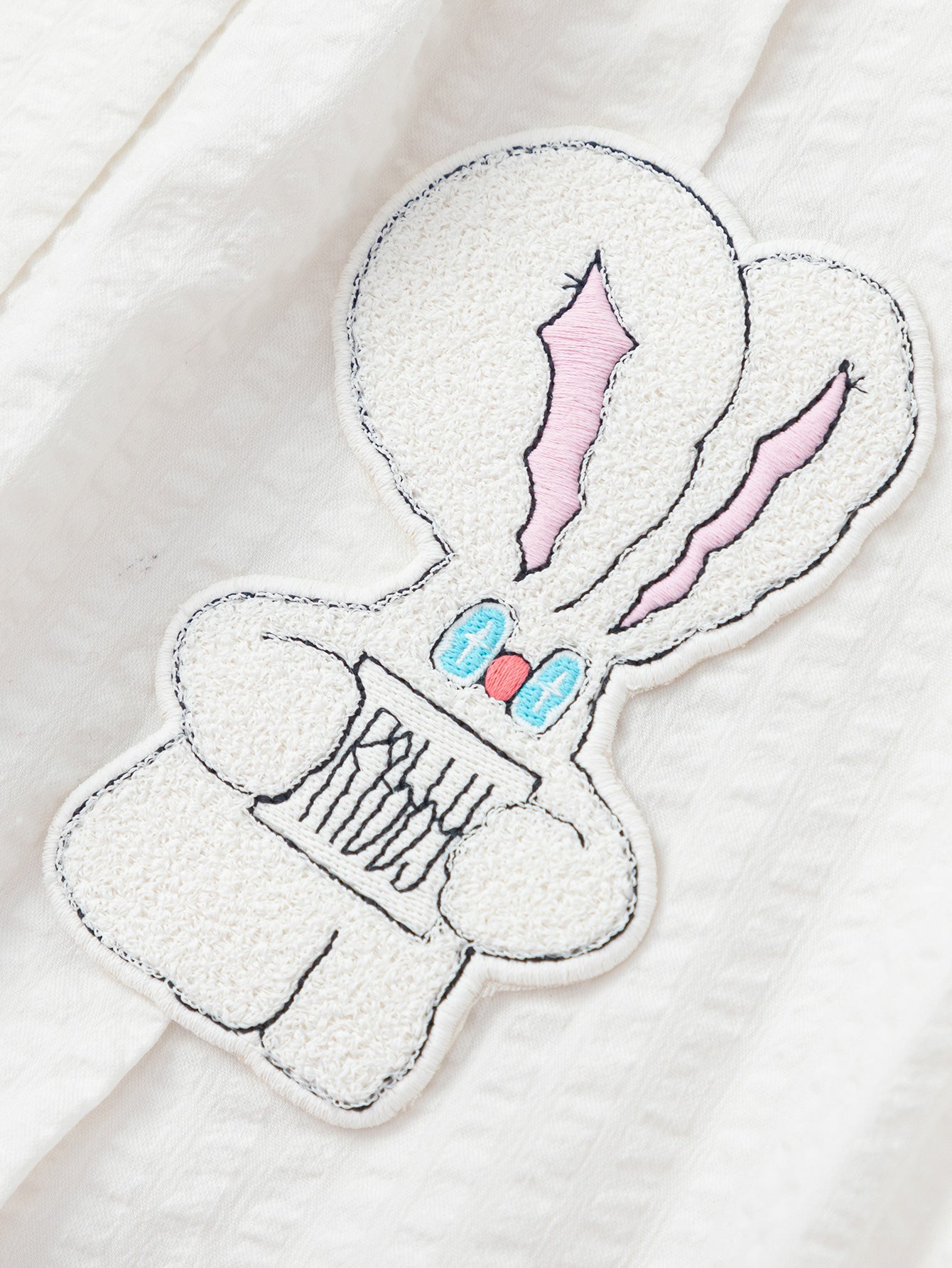Balabala Girls Rabbit Patch Dress Blue White