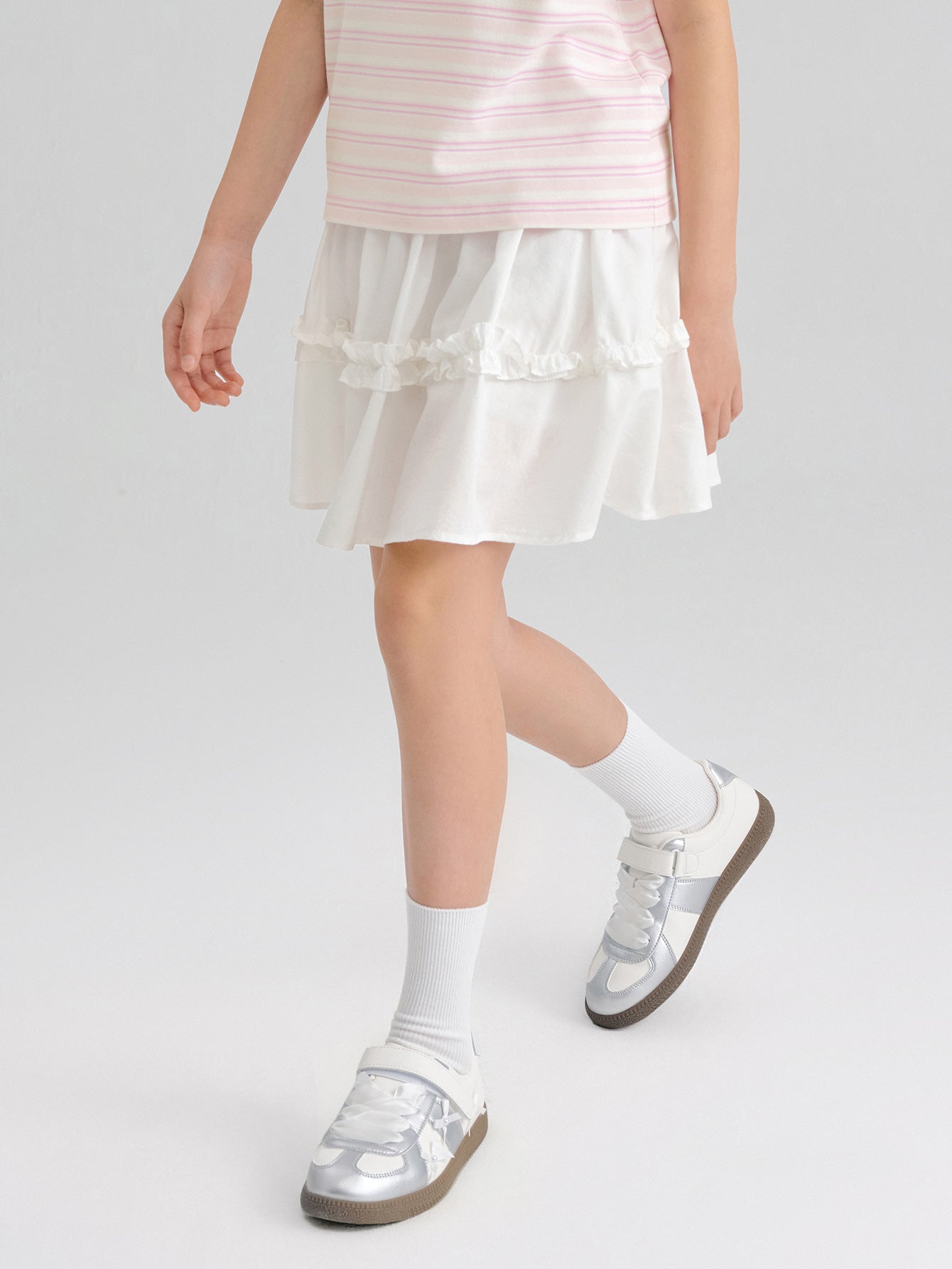 Balabala Girls Layered Skirt White