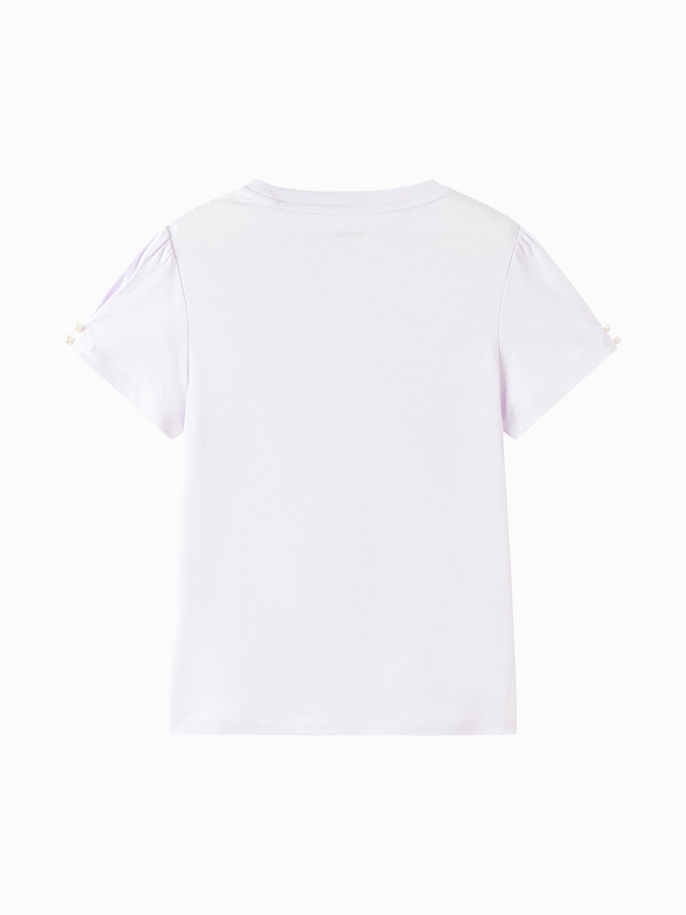 Balabala Girls Pearl Sleeve T Shirt Raw White,Pink Purple
