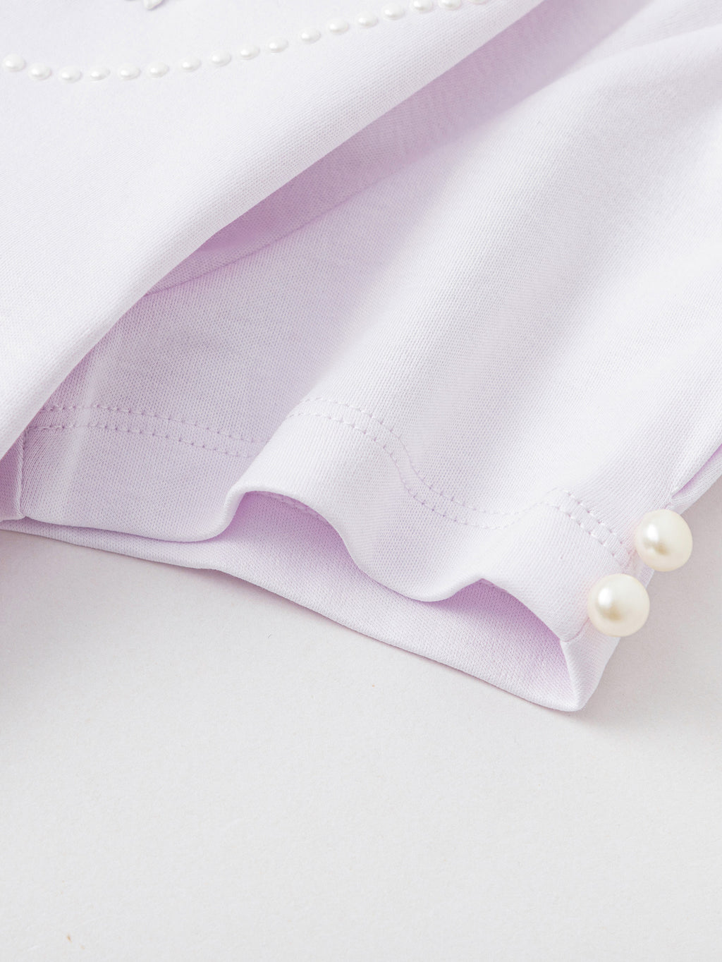 Balabala Girls Pearl Sleeve T Shirt Raw White,Pink Purple