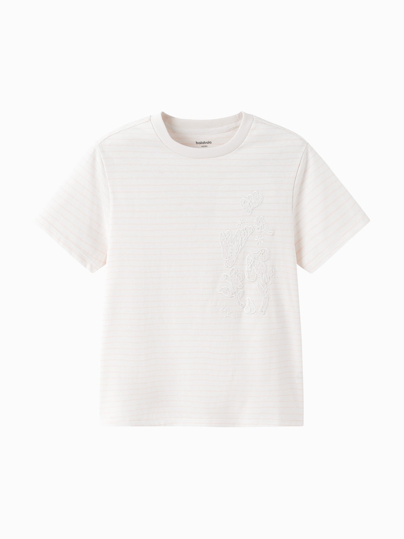 Balabala Girls Embroidered T-Shirt White,Dark Blue