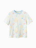 Balabala Girls Graphic T Shirt White,Blue,Light Yellow,Violet