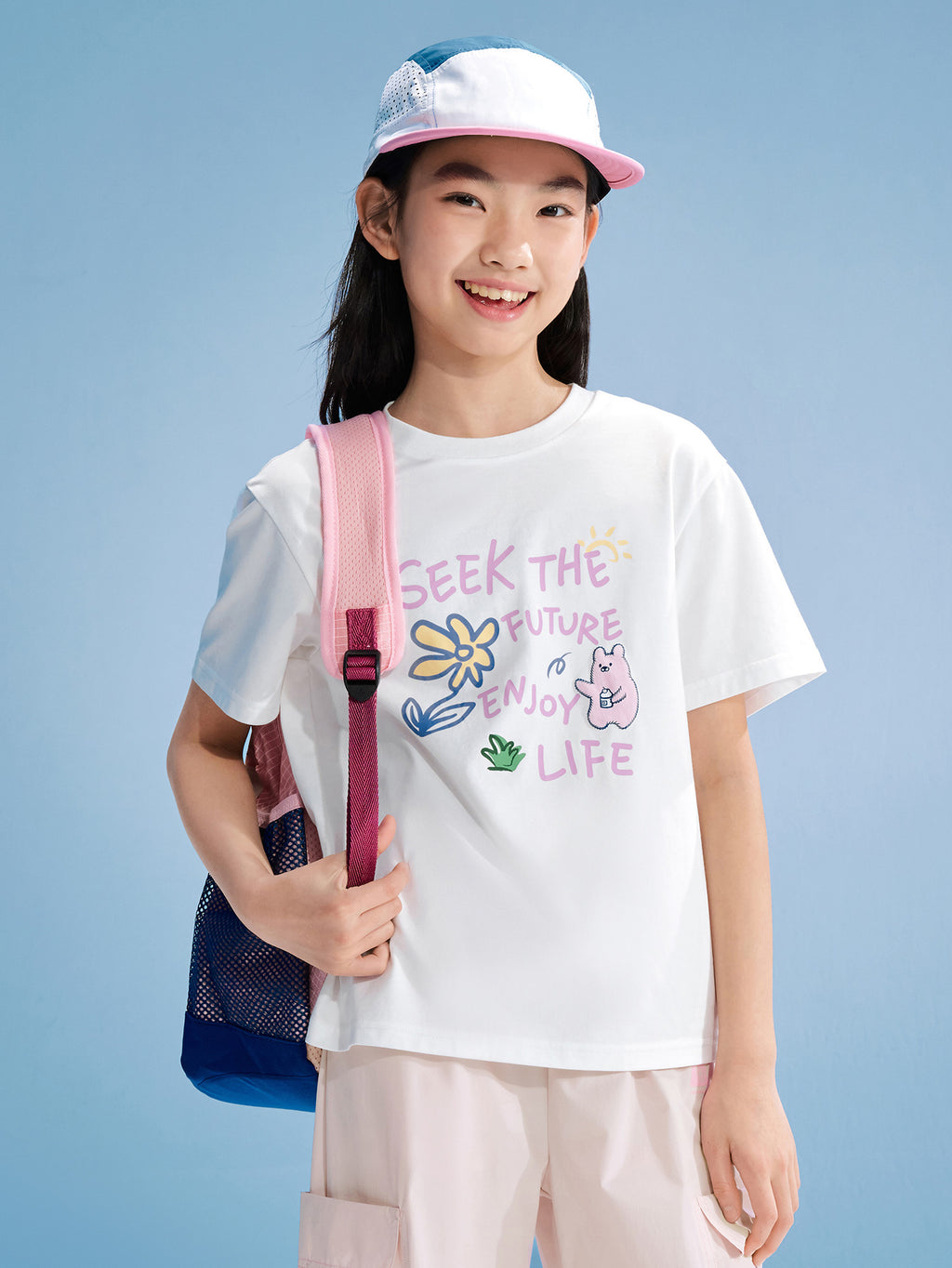 Balabala Girls Graphic T Shirt White,Blue,Light Yellow,Violet
