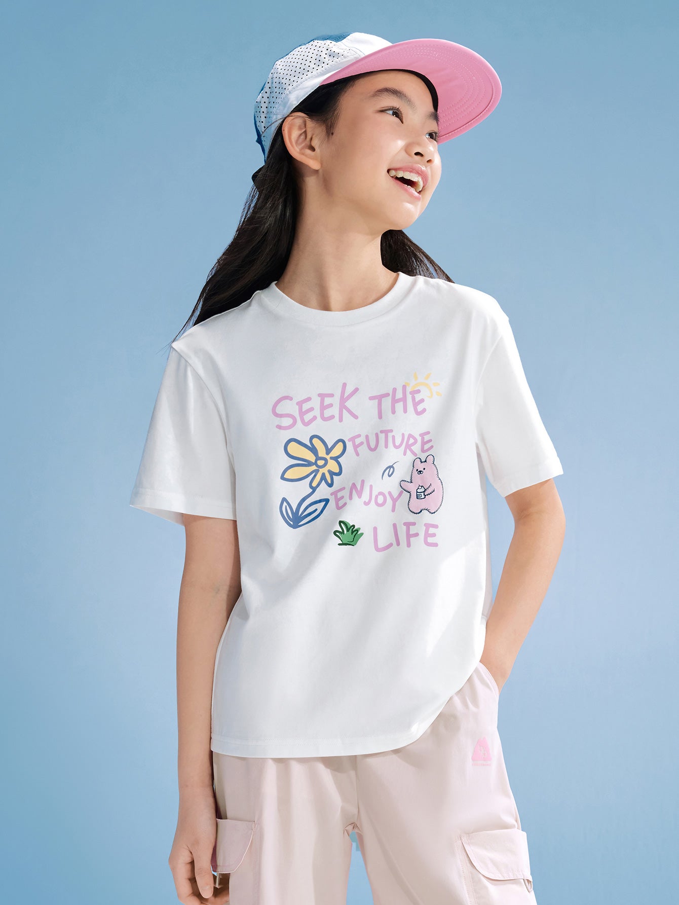 Balabala Girls Graphic T Shirt White,Blue,Light Yellow,Violet