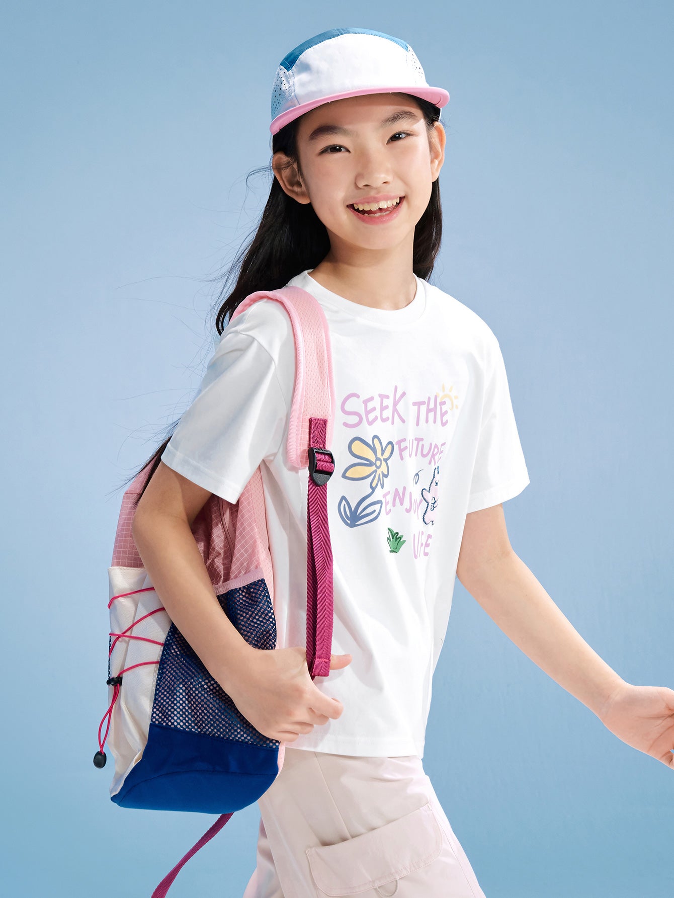 Balabala Girls Graphic T Shirt White,Blue,Light Yellow,Violet