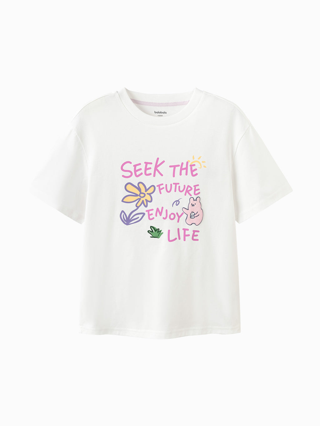 Balabala Girls Graphic T Shirt White,Blue,Light Yellow,Violet