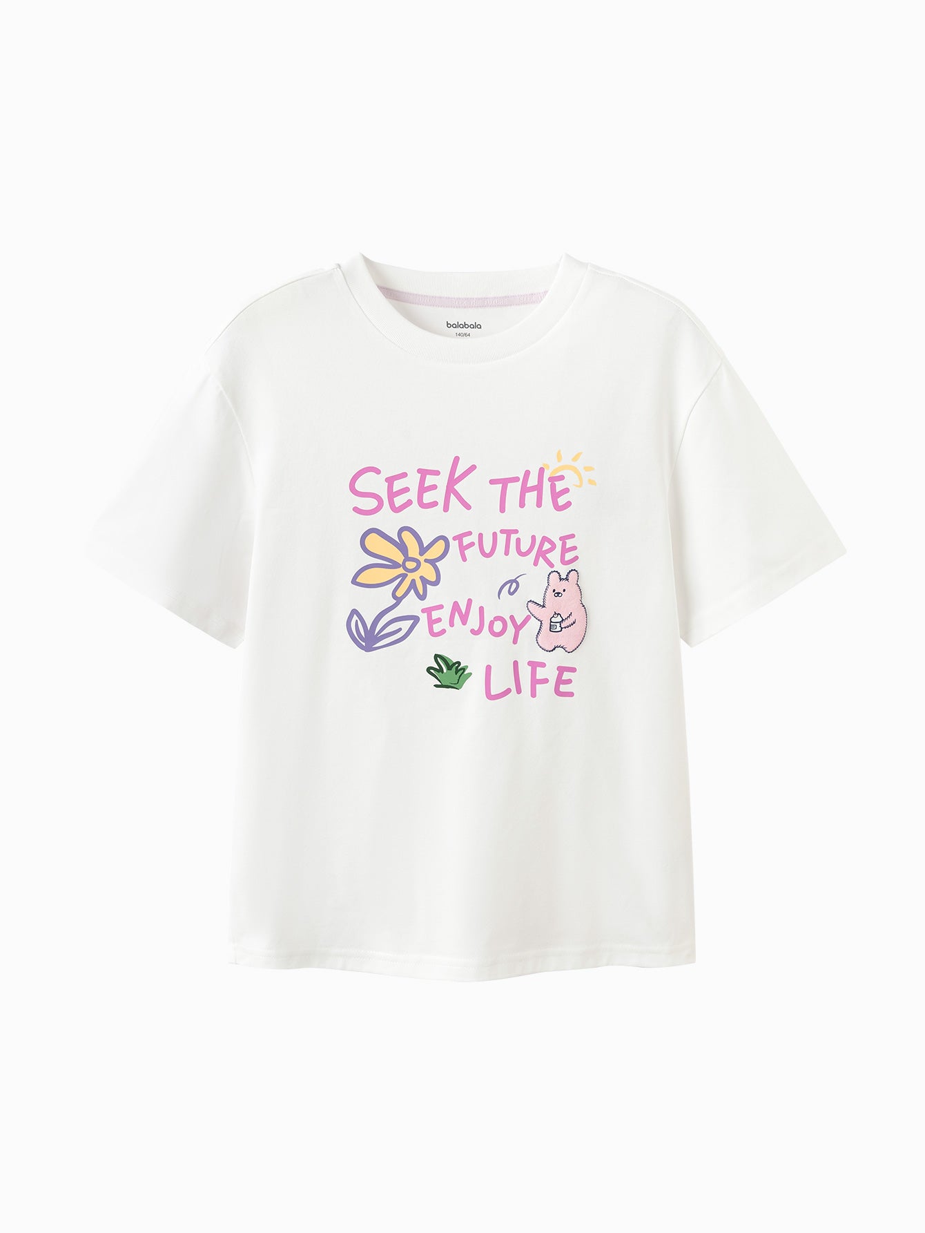 Balabala Girls Graphic T Shirt White,Blue,Light Yellow,Violet