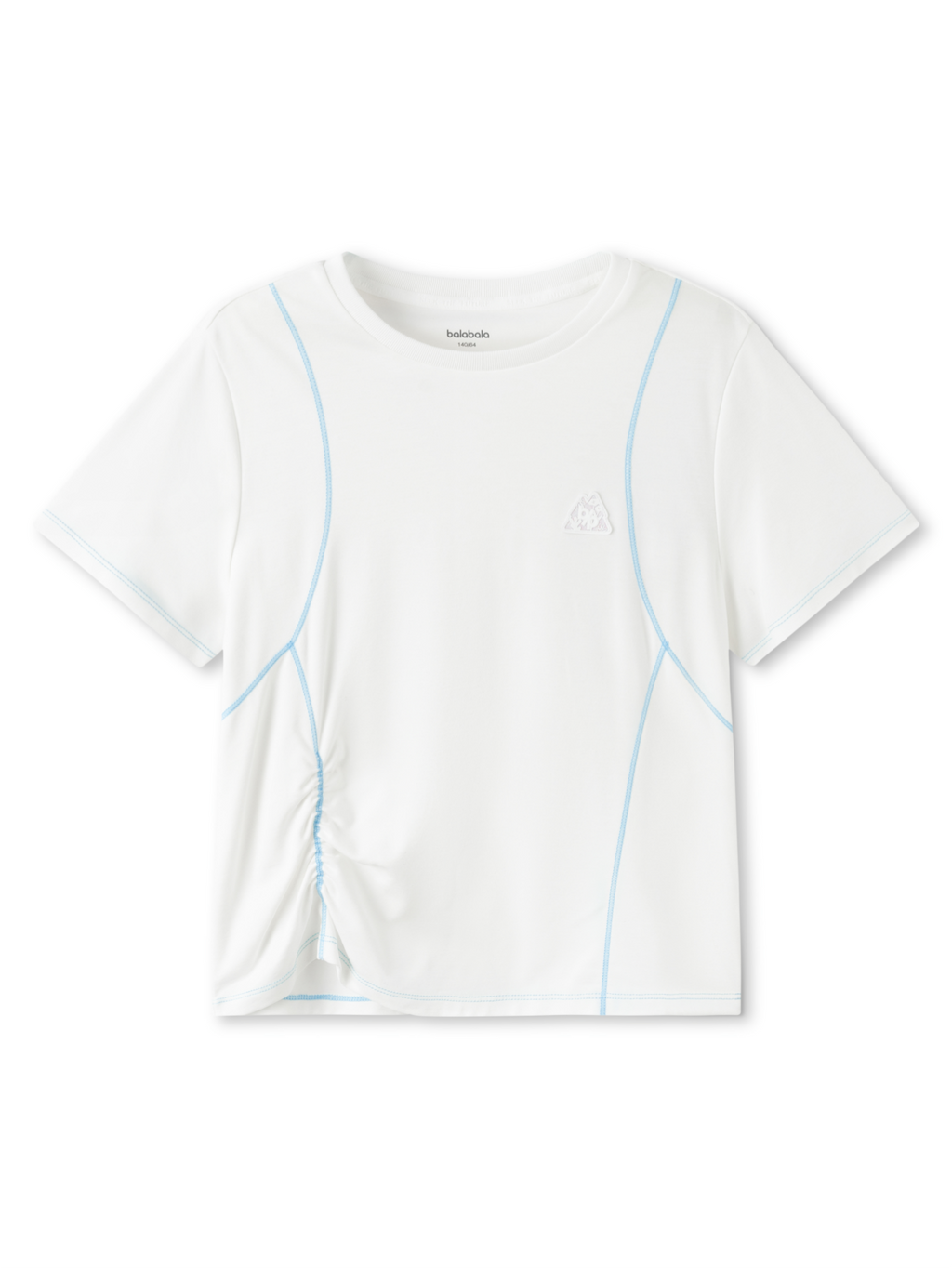 Balabala Girls Ruched Side T Shirt White,Violet