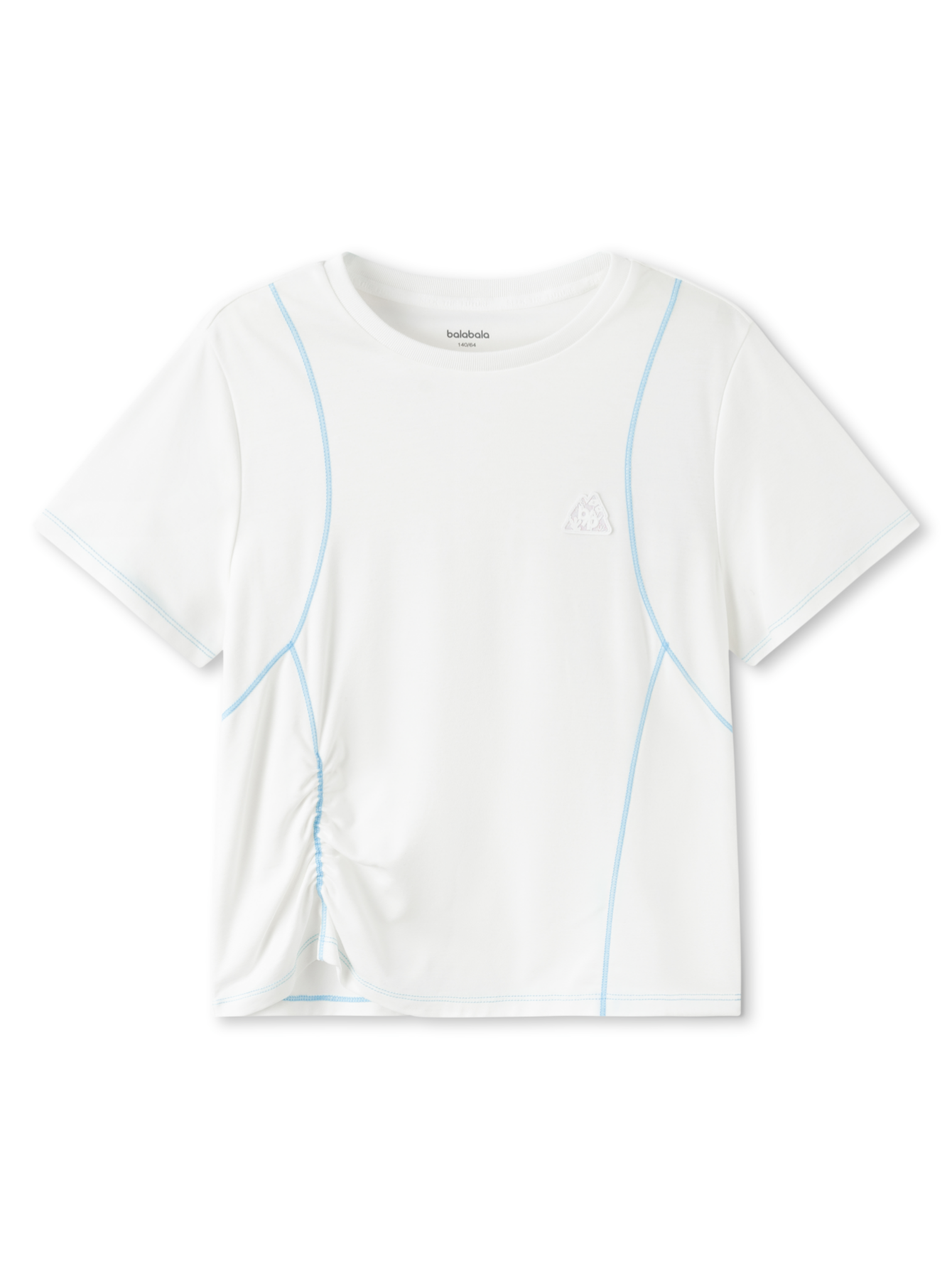 Balabala Girls Ruched Side T Shirt White,Violet