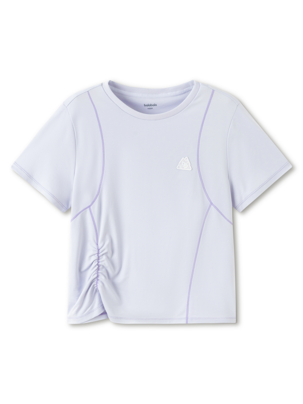 Balabala Girls Ruched Side T Shirt White,Violet