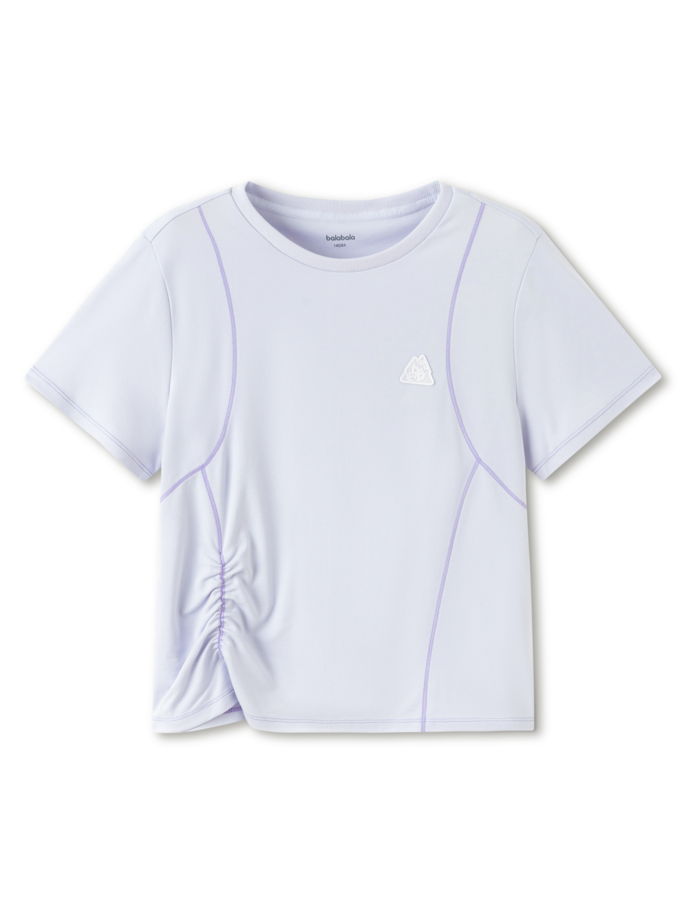 Balabala Girls Ruched Side T Shirt White,Violet