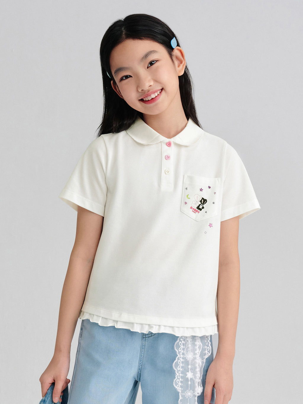 Balabala Girls Hello Kitty Polo Shirt White,Yellow