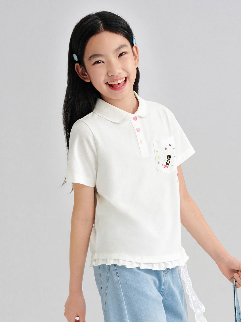 Balabala Girls Hello Kitty Polo Shirt White,Yellow