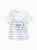 Balabala Girls Stripe T Shirt White Blue