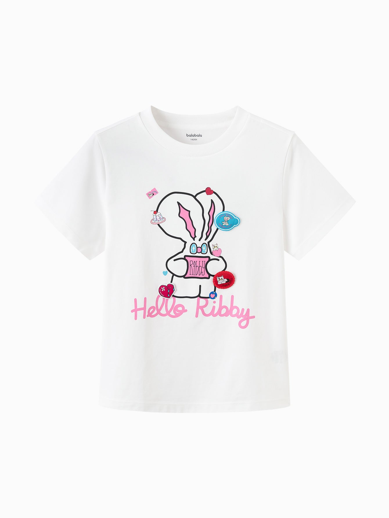 Balabala Girls Hello Kitty Graphic T Shirt White,Visions Pink,Dark Blue