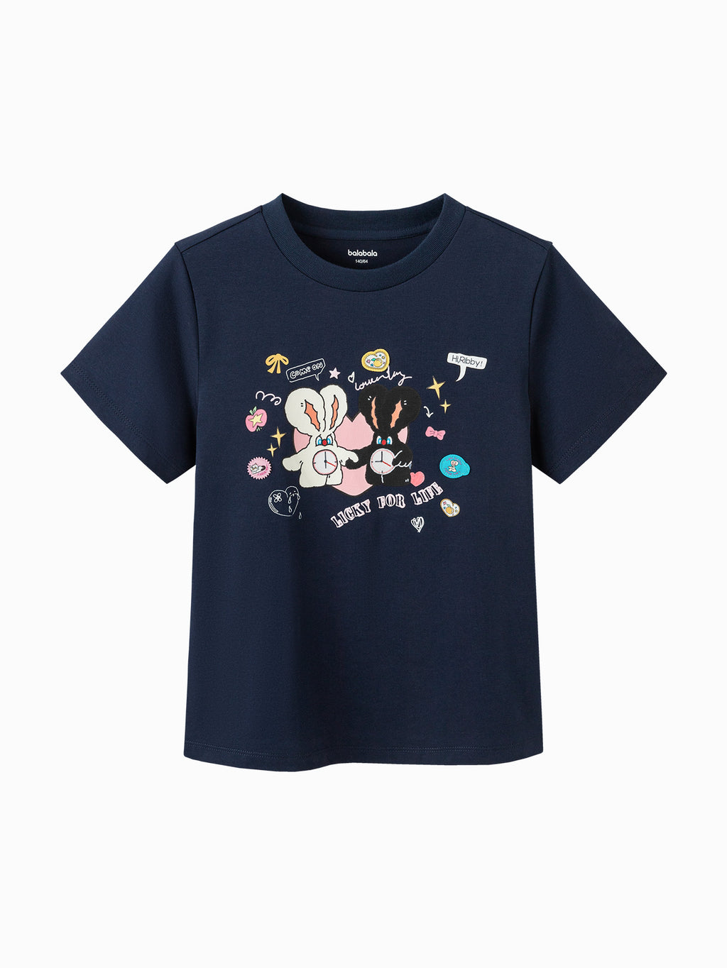 Balabala Girls Hello Kitty Graphic T Shirt White,Visions Pink,Dark Blue
