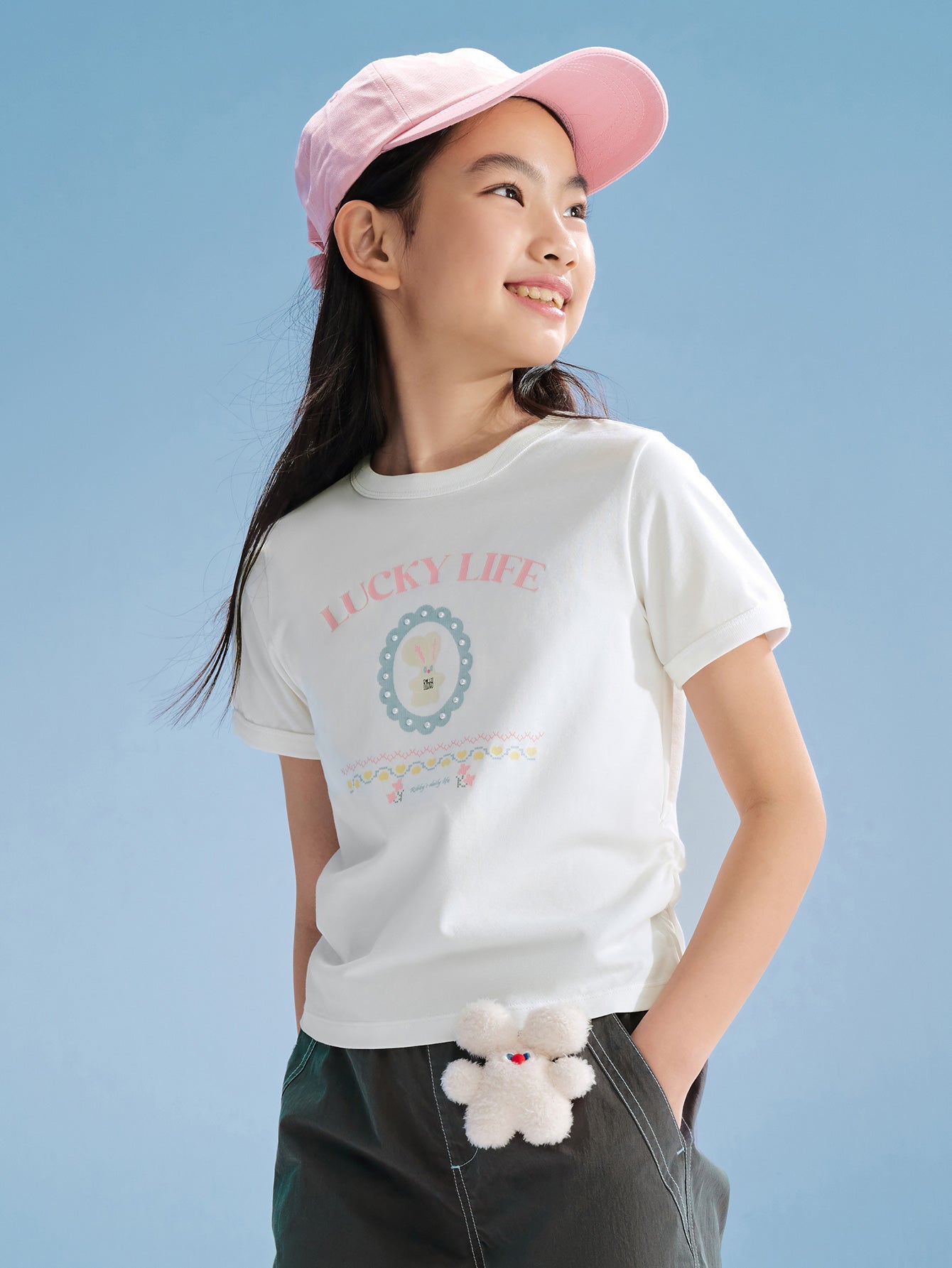 Balabala Girls Graphic T Shirt White,White Red,Blue