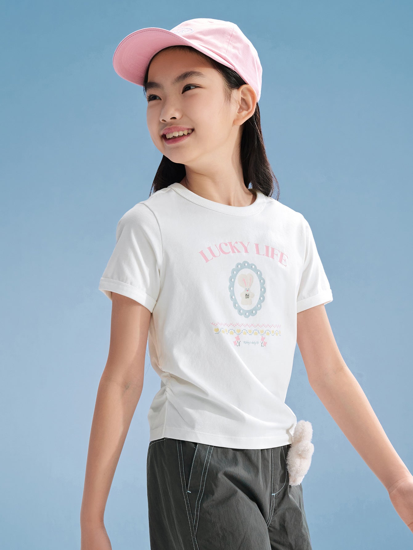 Balabala Girls Graphic T Shirt White,White Red,Blue