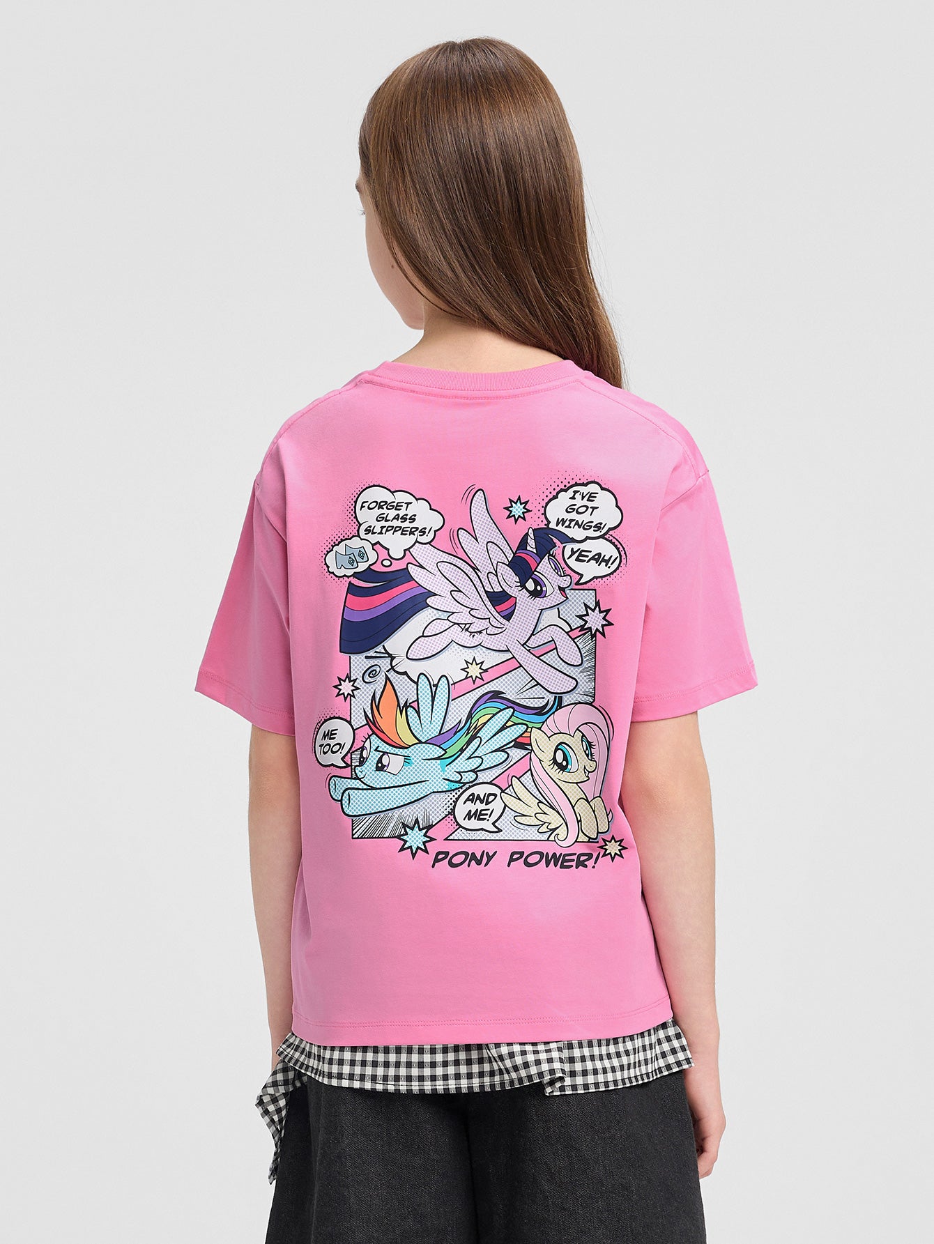 Balabala Girls Pony Graphic T-Shirt Gray,Raw White,Rose Red,Ice blue