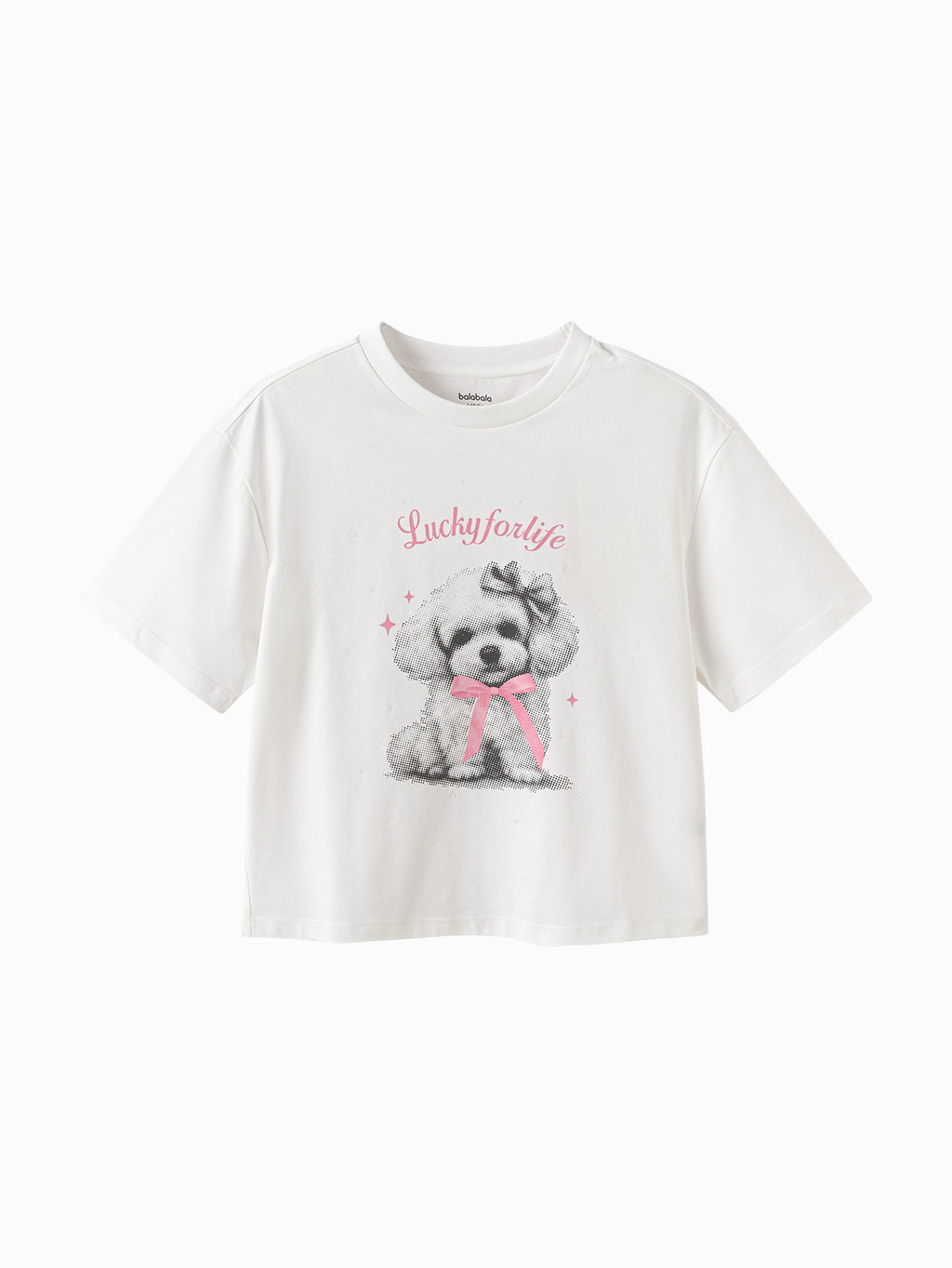 Balabala Girls Puppy Graphic T-Shirt Pink,White
