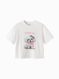 Balabala Girls Puppy Graphic T-Shirt Pink,White